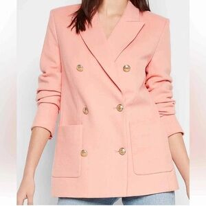 Express Peach Pink Blush Double-Breasted 6 gold tone button fabric Blazer